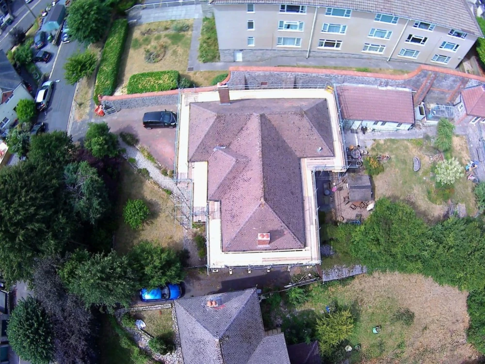 Aerial view of the old roof
