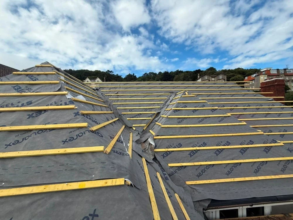 Additional felt and batten progress