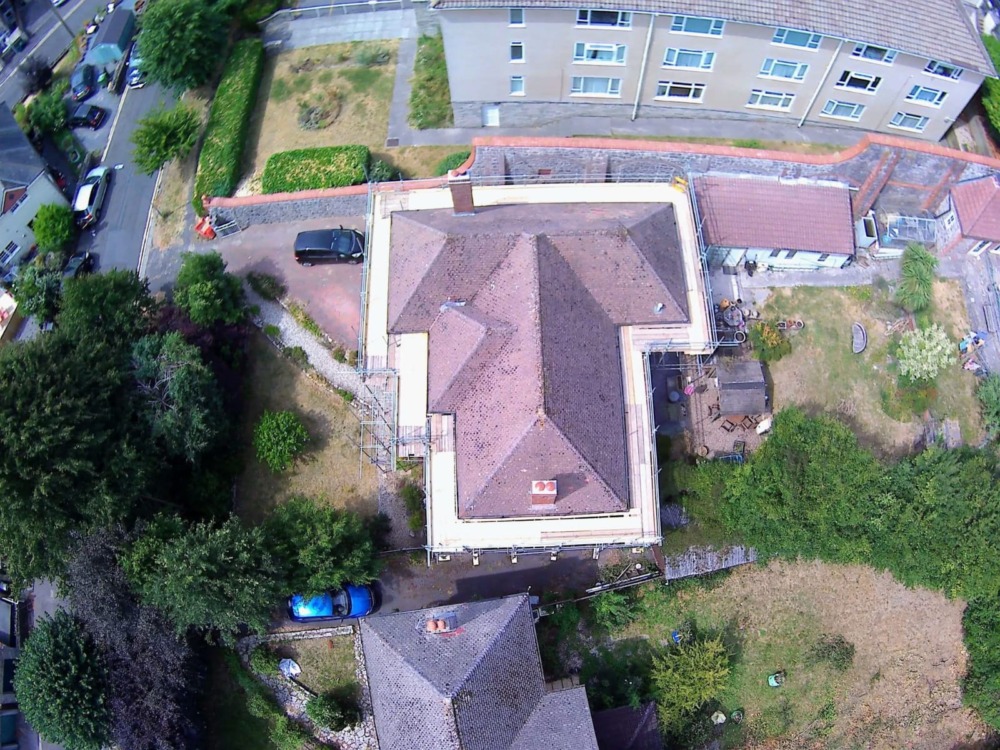 Aerial view of the old roof
