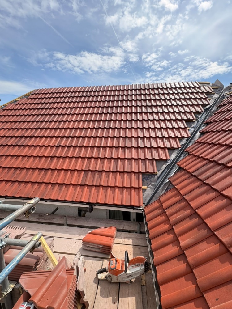 Roofing in progress