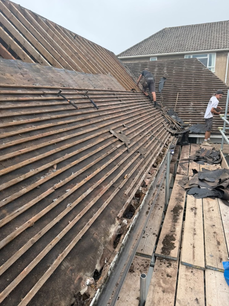 Roof stripping progress